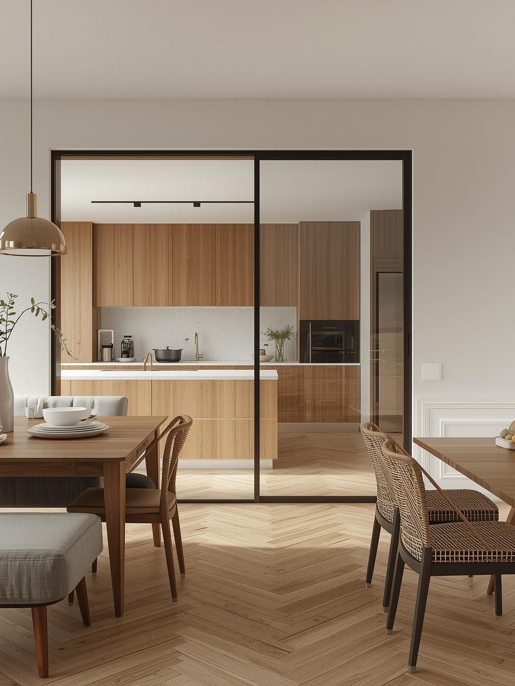 Porta in vetro scorrevole in cucina satinata Porta in vetro scorrevole in cucina satinata